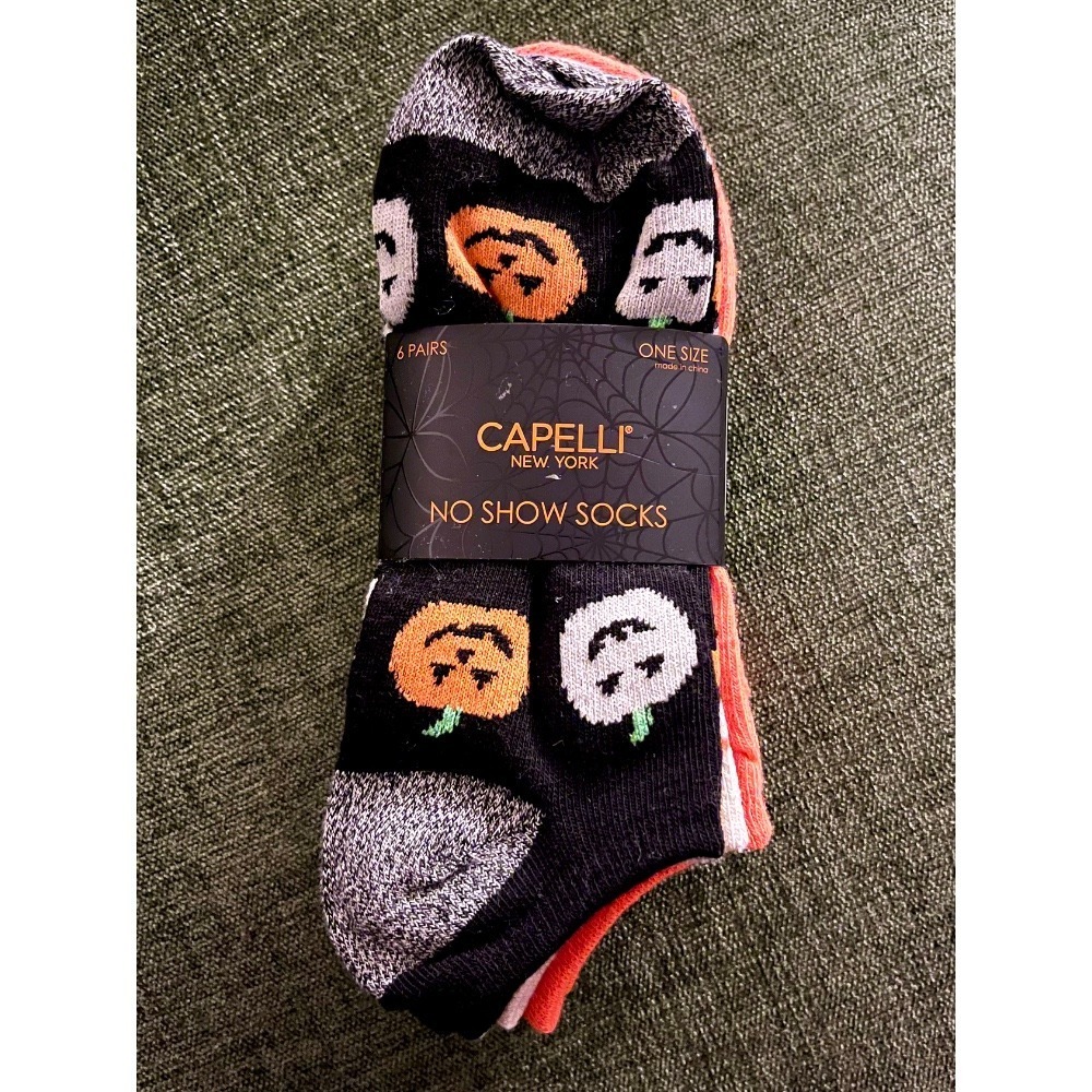 Capelli New York Halloween No Show‎ Socks 6 Pairs Pumpkin Ghost Candy Corn